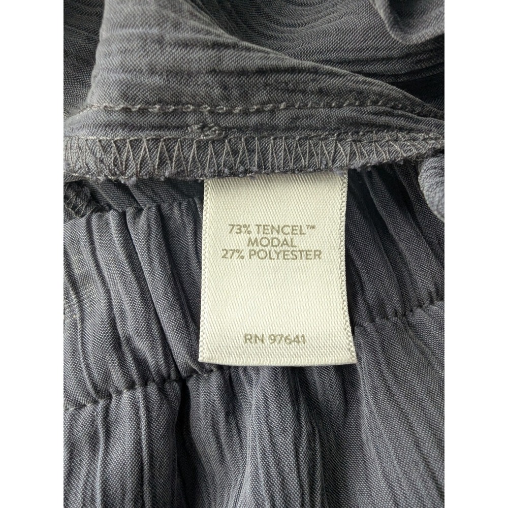 Pure Jill Wide Leg Crinkle Pants Women S Petite Gray Sand-Washed Tencel Modal - Picture 5 of 9